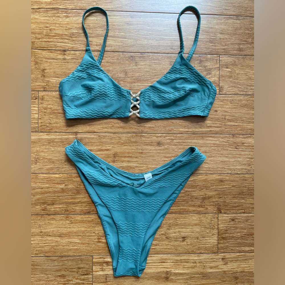 NWOT Aerie jacquard scoopneck bikini set